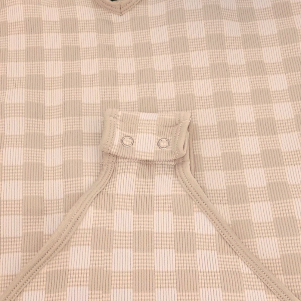 Aura- Stylish Checkered Bodysuit in Tan and White (M/L) NWT - Picture 5 of 5